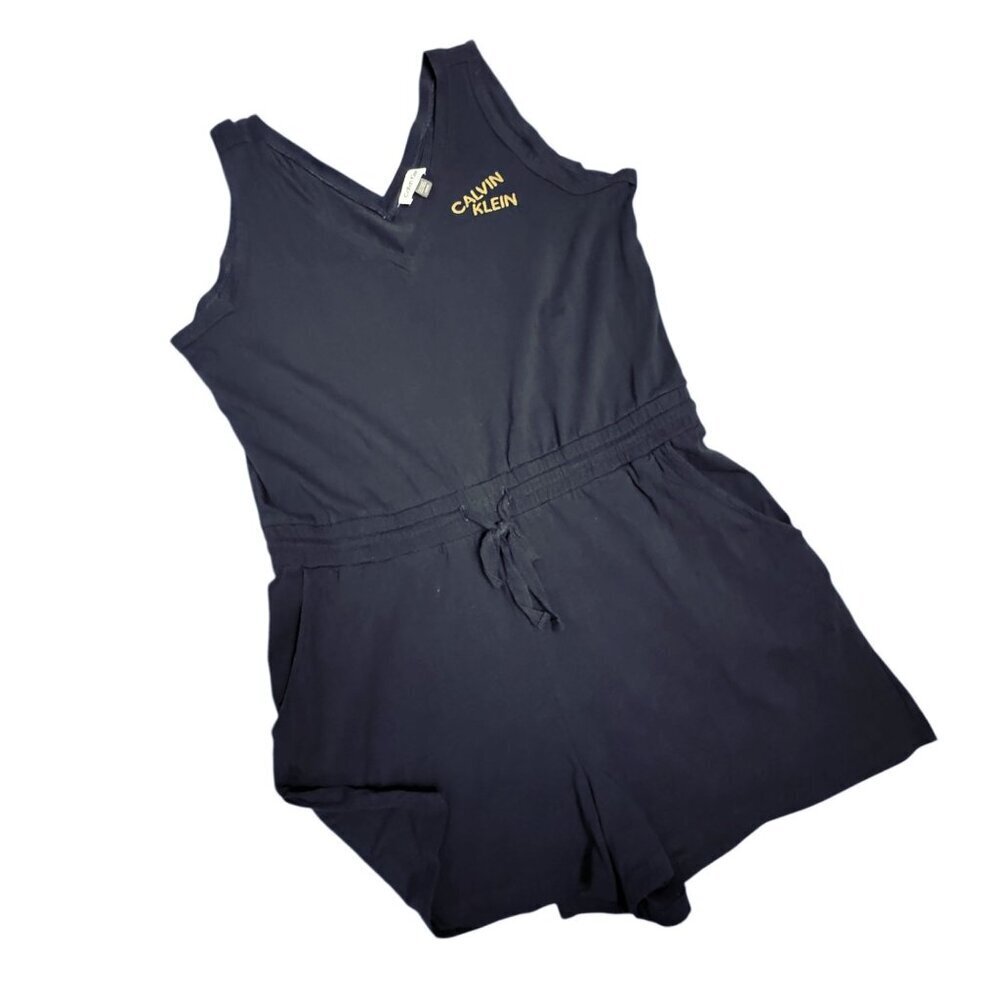 Calvin Klein Relax Designer Logo Navy Blue Romper POCKETS Women's Size XL
